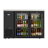 47 in. Commercial Two Glass Door Back Bar Cooler Refrigerator with Side Condenser and Compressor, LED Lighting, 11 Cu. Ft Capacity in Black (KM-BC-2GD-SCBK)